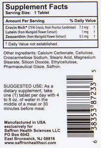 CROCIN RICH - 60 Ct/Bottle for 2 months, for Visual, Macular and Eye Health