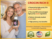 Load image into Gallery viewer, Couple holding a supplement bottle with product details on a yellow background